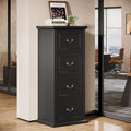 Tribesigns 4-Drawer File Filing Cabinet Vertical File Cabinet Office Wood Filing Cabinet for A4 / Letter Size Narrow Tall File Storage for Home Office Black