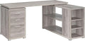 Coaster Home Furnishings - Yvette - Engineered Wood - 3-Drawer Computer Desk with File Cabinet and L-Shaped Desk with 5 Adjustable Compartments - Home Office - 60-Inch - Grey Driftwood - 801516
