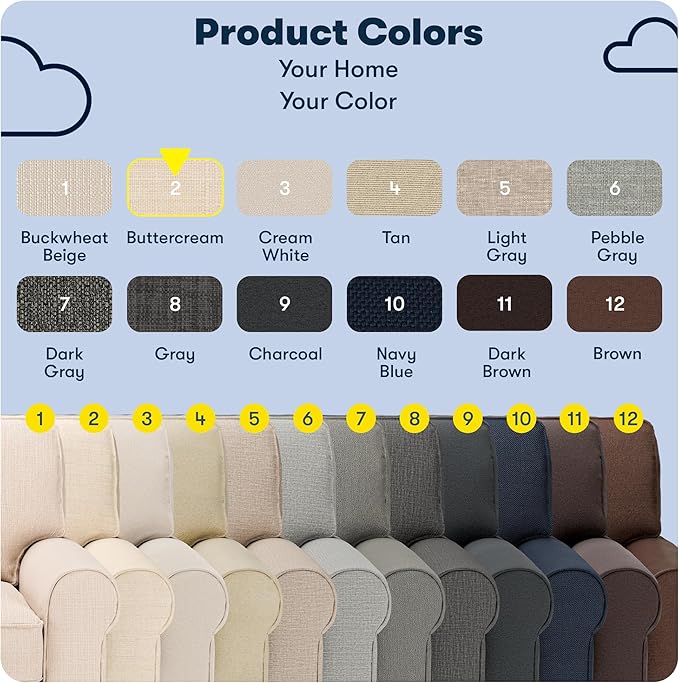 Serta Copenhagen 73 Rolled Arm Sofa Easy Care Polyester Soft Pillow Back Pocket Coil Seat Cushions Removable Covers Loveseat or Couch for Small Spaces Living Rooms or Bedrooms Buttercream