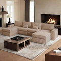 HOOOWOOO Modular Sectional Sofa CouchU L Shaped Free Combination Couch ChairsCloud Sofa with Ottomans Chaise 6 Pieces Set for Living Room(Beige Corduroy)