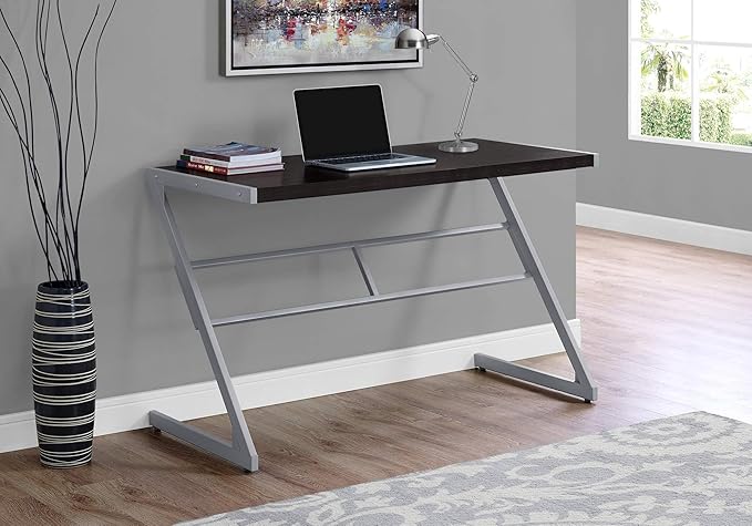 Computer Desk Home Office Laptop 48 l Work Brown Laminate Grey Metal Contemporary Modern