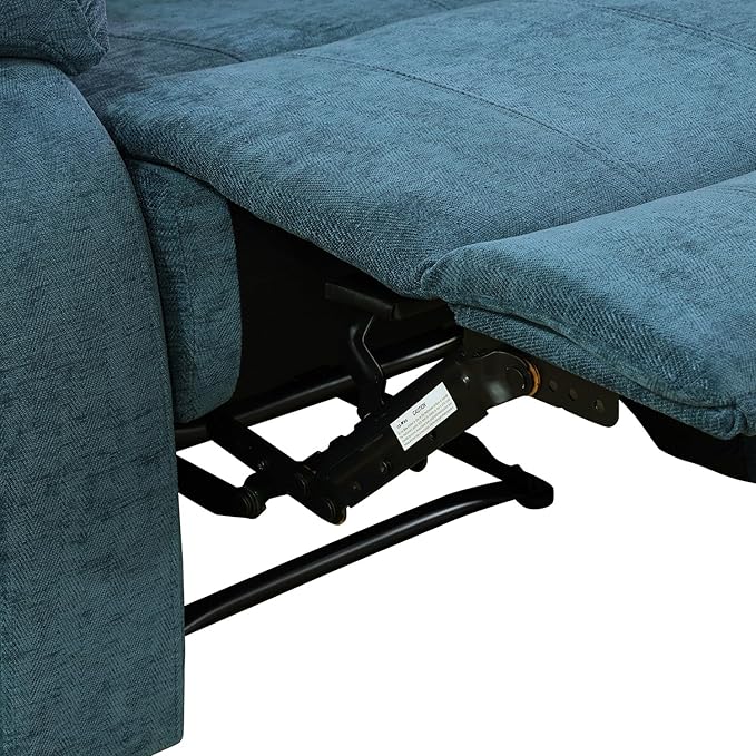 Manual Linen Recliner Chair Sofa for Living Room35 Ergonomic Reclining Chair with 10 Arm/Upholstered Seat/Metal FrameModern Single Couch for Rv Sofa/Home Theater Seating/Office(Blue)