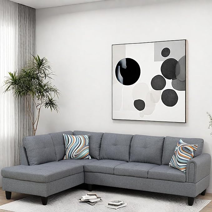 L Shaped Couch Modular Sectional Sofa with Chaise Modern Modular Sofas Furniture Sofa Couches for Living Room/Apartment/Office/Bedroom Light Grey