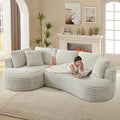 120W Oversized Modern Curved Cloud CouchCorduroy Modular Sectional Sofa with Chaise L Shaped Boneless Couch Compression Foam Sofa for Living Room Bedroom No Assembly Required(Left Facing Cream)