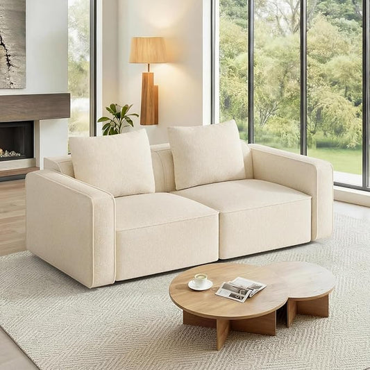 loveseat Sofa 75 Comfy Chenille Love Seat Small Couches for Small Spaces 2 Seater Modern Loveseat Deep Seat Chenille Sofas for Living Room Apartment Bedroom Beige