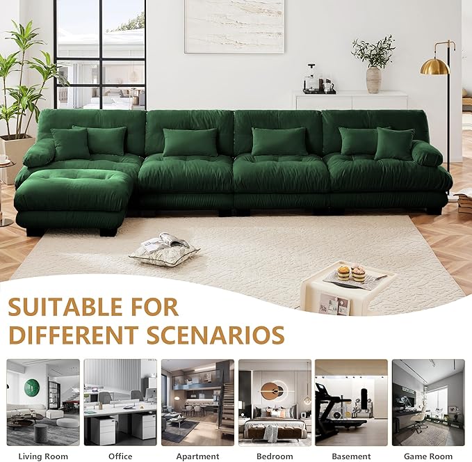 Aoowow Modern Modular Sectional Sofa173.2 Oversized 4 Seater L-Shaped CouchChenille Cloud Couches for Living RoomTufted 4 Seat Lounger Cloud Sofa with Deep Seat