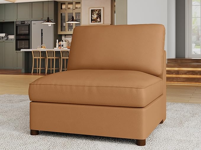 EASE MOOSE Middle Module Faux Leather Sectional Accessory Brown
