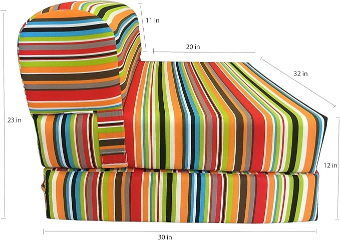 D&ampD Futon Furniture Sleeper Chair Folding Foam Beds Portable Studio Guest Sofa Bed 6 x 32 x 70 Multi Striped Colors