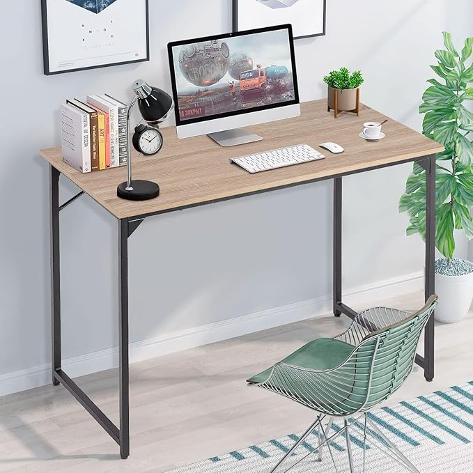 Computer Desk 39 Inch Office Desk with Metal Frame Home Office Desk Modern Simple Style for Small Space Home Office Living Room Bedroom Nature