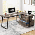 Tribesigns L-Shaped Desk with 3 Drawers Reversible Corner Home Office Computer Desk with Shelves 53-Inch Industrial PC Desk Study Writing Table Workstation for Small Space Grey
