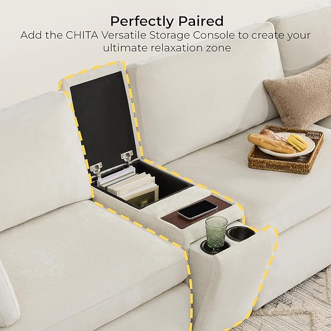 CHITA Oversized Modular Sectional Sofa FSC Certified L Shaped Sectional Couches for Living Room 112 inch Width4 Seat Modular Sofa with Storage Ottoman Linen