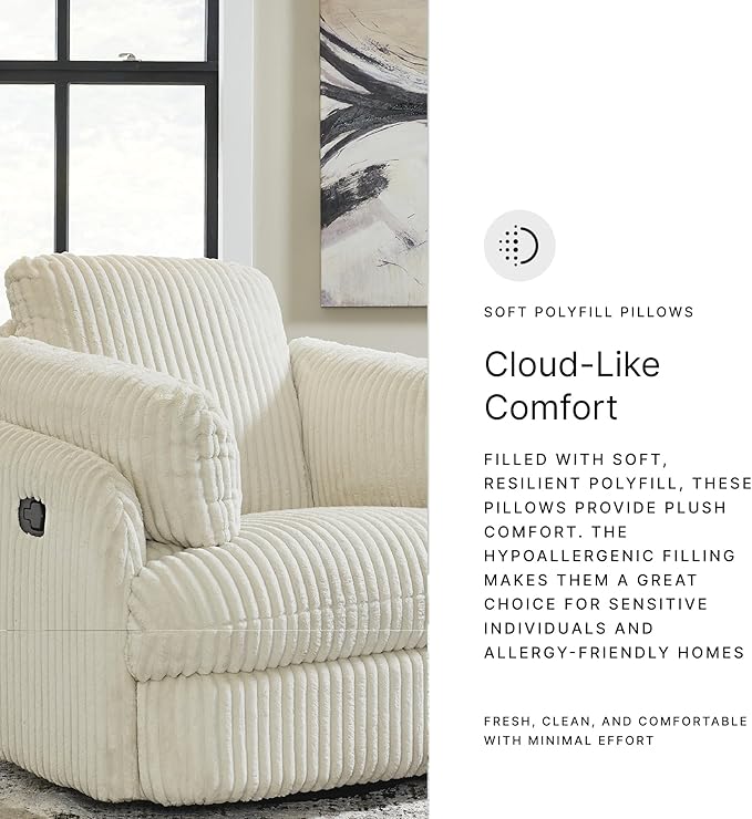 Signature Design by Ashley Tie-Breaker Casual Swivel Glider Recliner with Hidden Storage White