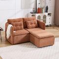 LukeAlon Chenille 56.5 Loveseat Sofa with Waist Pillow Modular Sectional Sofa Couch with Ottoman Comfy 2 Seater Lounge Sleeper Couch Sofa for Apartment Living Room Office Light Brown