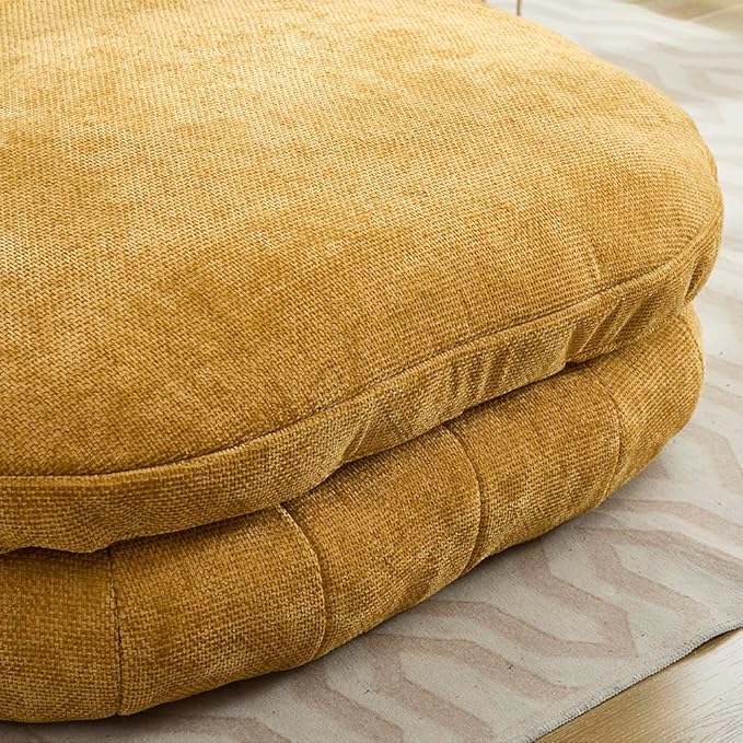 Oversized Chaise Lounge Indoor Deep Seat Boneless Sofa Bed with Throw Pillows Plush Chenille Fabric No Assembly Required Comfy Sleeper Sofa for Living Room Bedroom (YELLOW Without pocket)