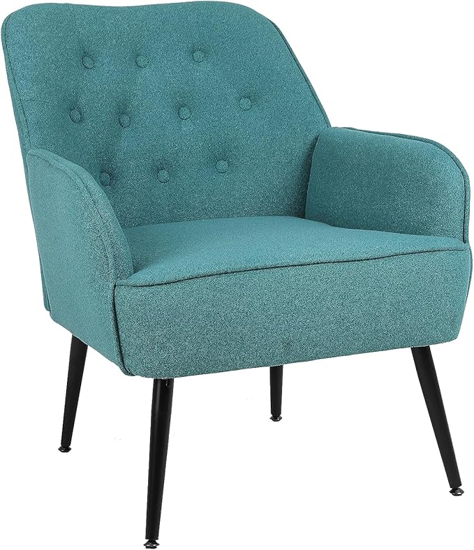 Modern Mid Century Chair Linen Sherpa Armchair for Living Room Bedroom Office Easy Assemble(Green) TW965