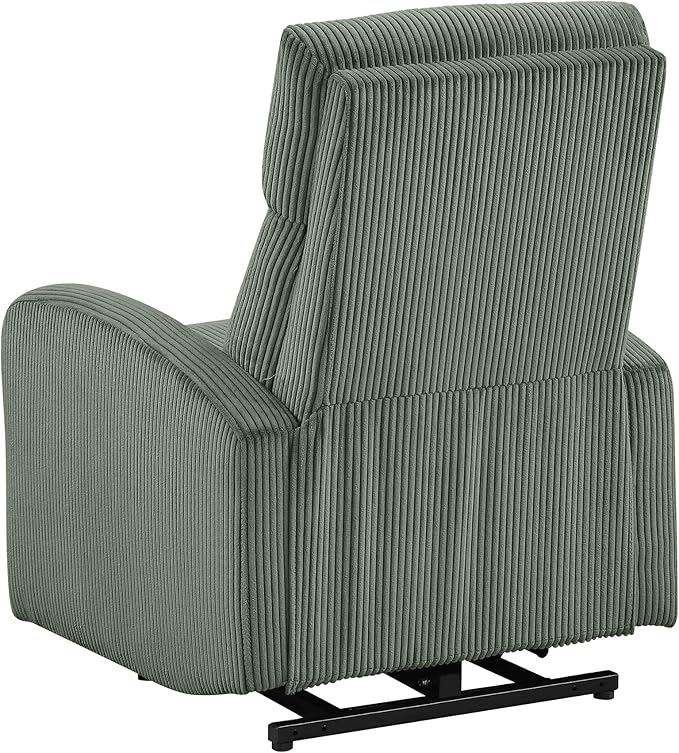 Lexicon Power Lift Recliner Chair for Elderly with Remote Control Gentle Lift Motion Side Pocket Armrest Corduroy Upholstered Electric Recliner for Living Room/Bedroom Easy Assembly Green