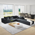 KEIKI Sectional Sofa Couch Set Modular 132 L Shaped Couch Set with 6 Pillows Free Combination Upholstered Sofa Couch for Living Room Bedroom Black