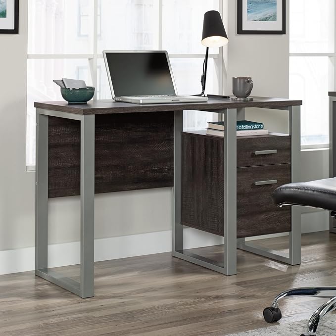 Sauder Rock Glen Single Pedestal Desk Blade Walnut Finish