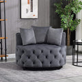 Modern Upholstered Tufted Barrel ChairVelvet Accent Chair with PillowsSingle Armrest Sofa Chair with Legs for Living RoomOfficeBedroom