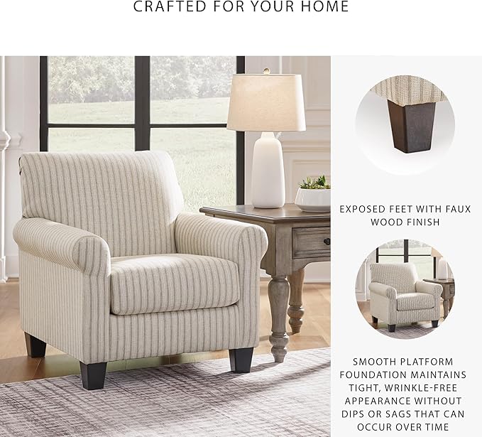 Signature Design by Ashley Valerani Classic Striped Upholstered Accent Chair Beige