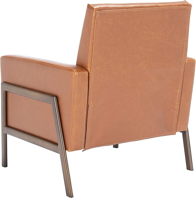 SAFAVIEH Home Collection Roald Faux Leather Sofa Accent Club Chair ACH6209C Light Brown/Antique Coffee