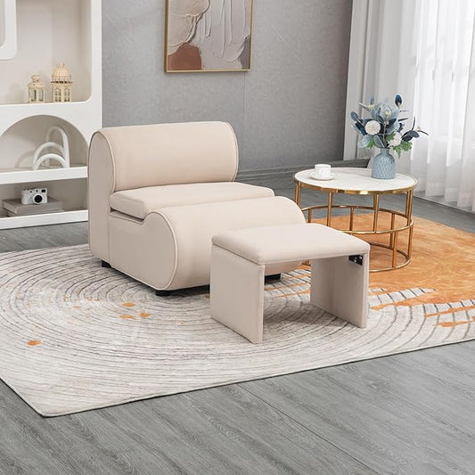 House Hold Accent Chair with Ottoman Cushioned deep seat no armrest Accent Single Lazy Chair for Living Room