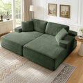 89.3” Oversized Double Chaise Lounge Indoor Green Corduroy Chaise Lounge Chair Upholstered Sleeper Sofa Bed Deep Seat Sleeper Loveseat Reading Chairs Boneless Cloud Couch for Living Room Bedroom
