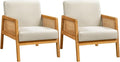 Yaheetech Accent Chair Modern Armchair with Wood Legs Mid Century Living Room Chair Linen Comfy Lounge Chair for Bedroom Reading Room Set of 2 Beige