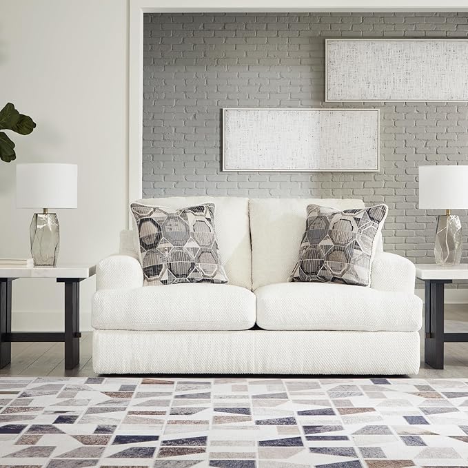 Signature Design by Ashley Karinne Coastal Loveseat with Non-skid Legs White