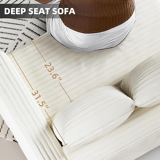 Cloud Couch Modular Sectional Sofa Fluffy 4 Seater Corduroy Cloud Sofa Couch 102.4'' Oversized Chaise Lounge Sleeper Sofas Deep Seat Sectional Couches for Living Room Beige