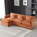 kevinplus 112'' Sectional Sofa Couch with Convertible Ottoman for Living Room Modern Contemporary 3-Seat L-Shape Sofa Couch for Apartment Home Office Thick Cushion &amp Boucle Fabric Orange