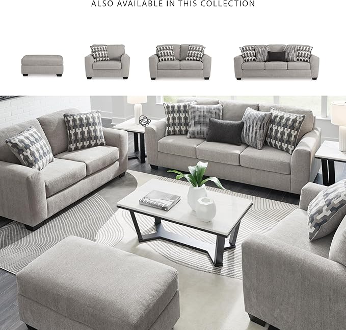 Signature Design by Ashley Avenal Park Casual Loveseat with 2 Toss Pillows Light Gray
