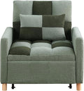 Sleeper Chair Pull Out Bed for Small Space Teddy Fabric Single Sofa Chair Bed with Adjustable Backrest