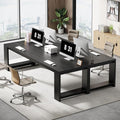 Tribesigns 2 Person Desk Set of 2 86.6 Inches Extra Long Desk Two People Computer Writing Table All Wood Large Desks Workstation for Home Office Black