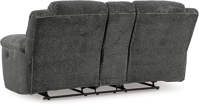 Signature Design by Ashley Frohn Contemporary Manual Reclining Loveseat with Console with Console Storage and Cup Holders Gray