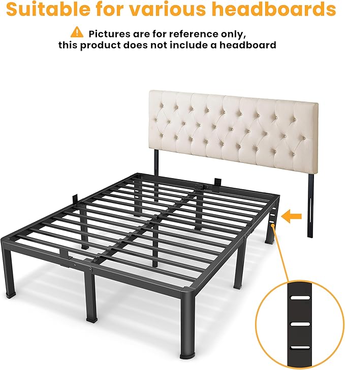 18 Inch Twin XL Size Metal Platform Bed Frame with Round Corners Storage Space Under High Bed Frame-Heavy Duty Steel Slats Support Noise Free - Easy Assembly - No Box Spring Needed