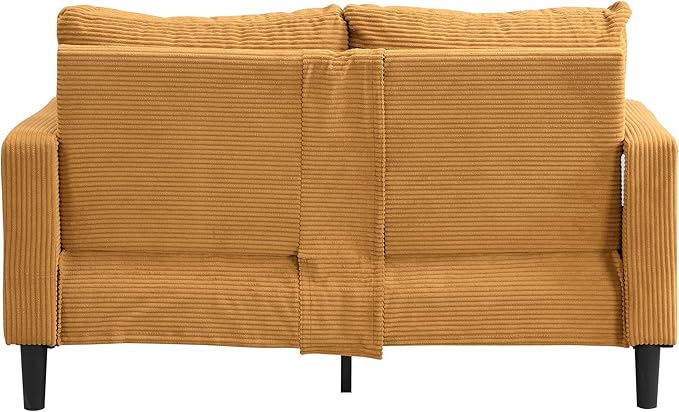 Corduroy Loveseat Sofa 2-Seater with Metal Legs Modern 57'' Compact Couch for Small SpacesMini Couches for Living Room/Apartment/Dorm/OfficeSettee (Corduroy Orange)