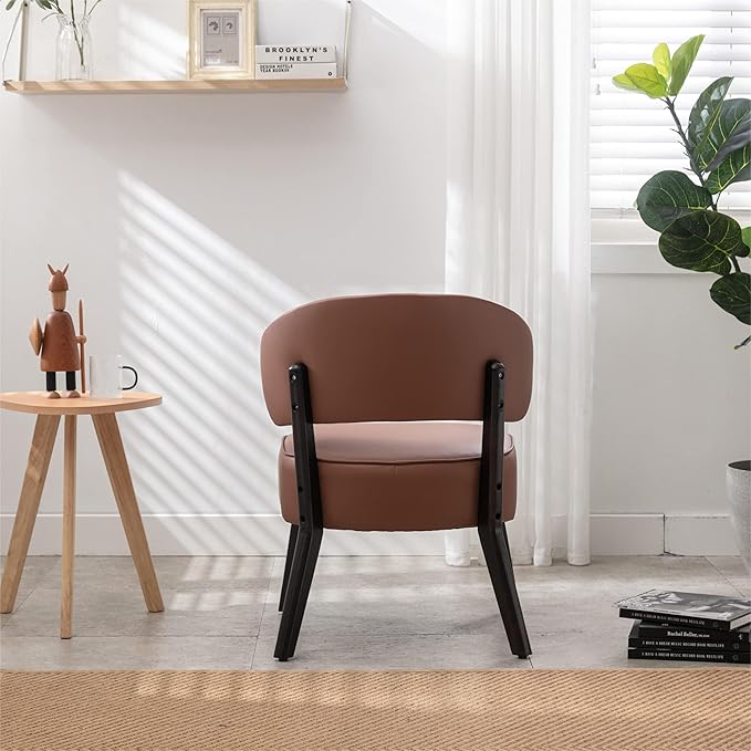 Generic Modern PU Leather Upholstery Chair Living Room Leisure Sofa ChairArmless Reading Chair for Living Room Bedroom Waiting Room with Rivet Trimfor Bedroom Home ReceptionBrown Light Coffee