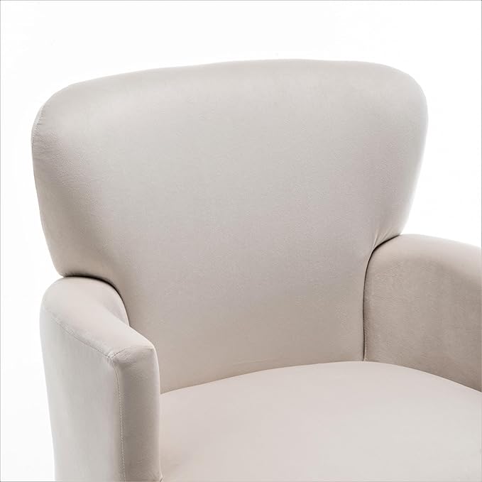 Trendy Velvet Accent Chair with Gold Metal Legs Upholstered Armchair for Small to Mid-Size Spaces Modern Living Room Bedroom Vanity Desk and Entryway Ivory