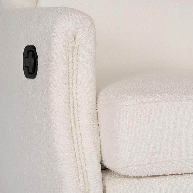 Flash Furniture Omma Swivel Glider Rocking Recliner Manual Wingback Recliner with 360 Degree Swivel for Living Room Bedroom or Nursery Upholstered Off-White Boucle