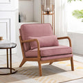 JOYBASE Lounge Accent Chair Mid Century Modern Chair Arm Chair Wood Frame Armchair for Living Room Bedroom (Pink Fabric)