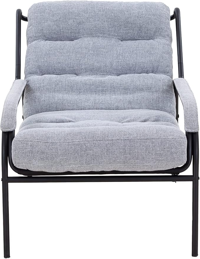 Lounge Recliner Chair Leisure Chair Studio Chairs Iron Arm Club Chair with Metal Legs Moveable Cushion for Living RoomGrey