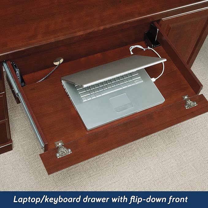 Sauder Heritage Hill Engineered Wood Desk with Hutch in Classic Cherry Finish