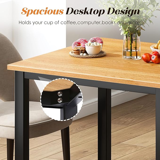 SDHYL 31.5 inches Modern Computer Desk Wooden Home Office Desk Small Writing Desk Study Table Sturdy Workstation Easy Assemble Teak (31.5L * 31.5W)