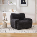 42 Mid-Century Modern Oversized Accent Armchair Comfy Upholstered Chenille Boneless Single Sofa Chair Wide Armchair Reading Chairs for Living Room Bedroom Office (Black)