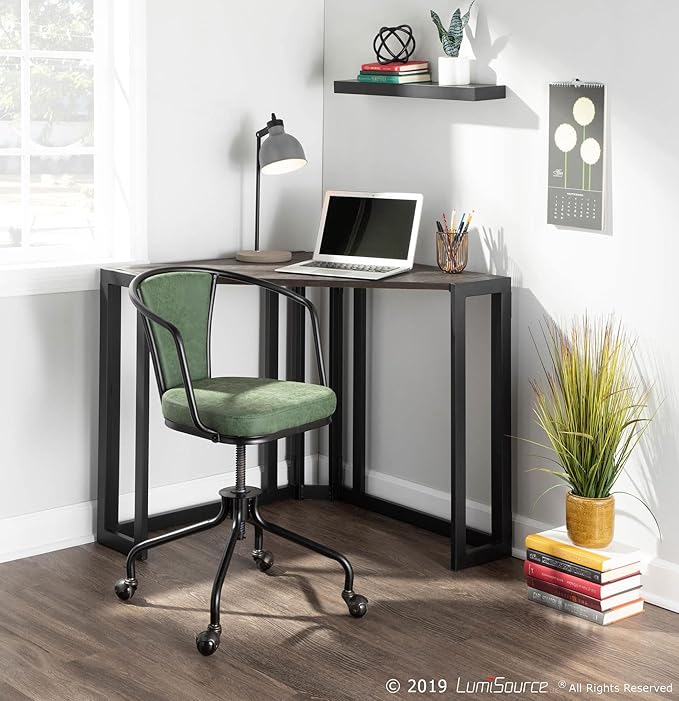 LumiSource Roman Corner Desk Home Office Desk Computer Desk Black Desk Small Desk for Bedroom Gaming Desk Farmhouse Desk
