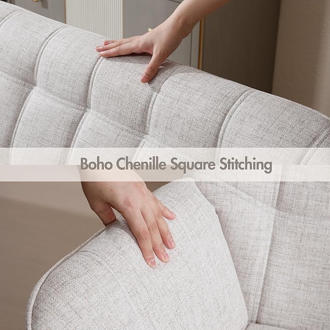 Loveseat Sofa 48 inch Love Seat for Living Room Comfy Linen Small Couch with Wood Legs for Bedroom Small Space Apartment Office Beige