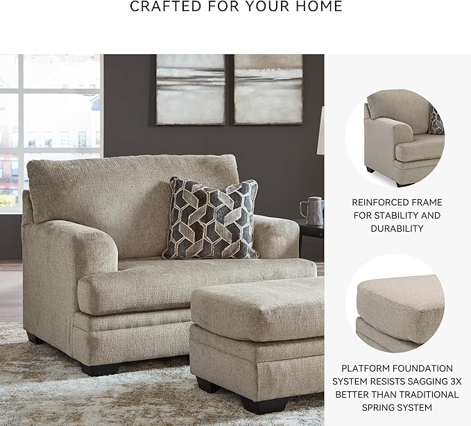 Signature Design by Ashley Stonemeade Casual Upholstered Oversized Chair with 1 Toss Pillow Light Brown