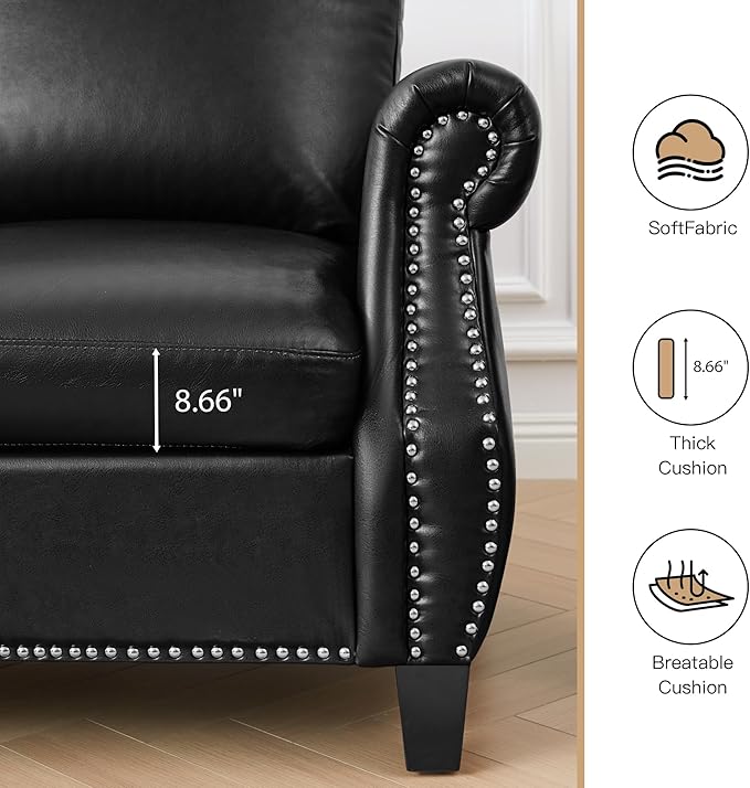 AVZEAR 3-Piece Sectional Sofa Set PU Leather SofaSmall Couch Set Mid Century Modern Couches with Classic Tufted Button Comfy 1+2+3 Seater Couch for Living Room Black