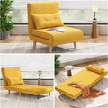 Aiho Futon Sofa Bed 3-in-1 Convertible Sleeper Chair Bed Futon Chair with 6-Level Adjustable Backrest and Pillow for Apartment Dorm Office Linen Yellow